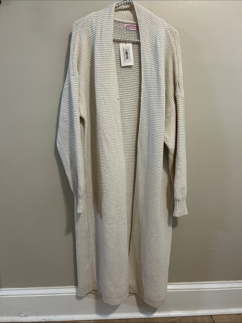 NEW Discount Divas Luxe Longline Cardigan Sweater Cream Large